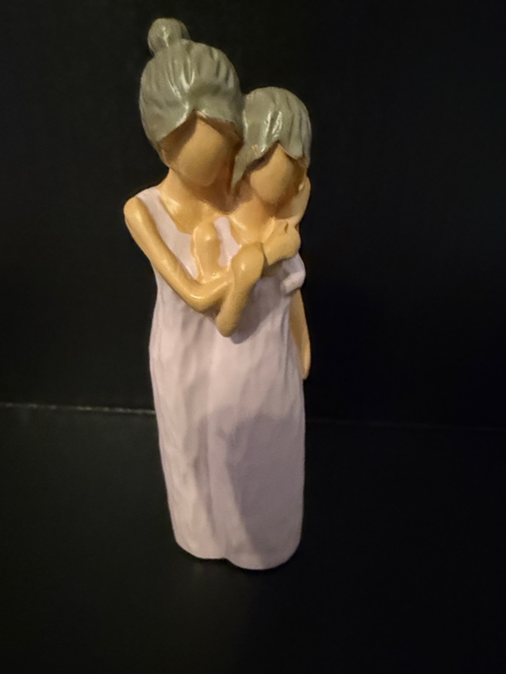 Mother and Child Figurine in Soft Lavender - Decorative Accent